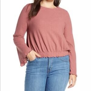 Madewell Texture & Thread Smocked Bell Sleeve Top